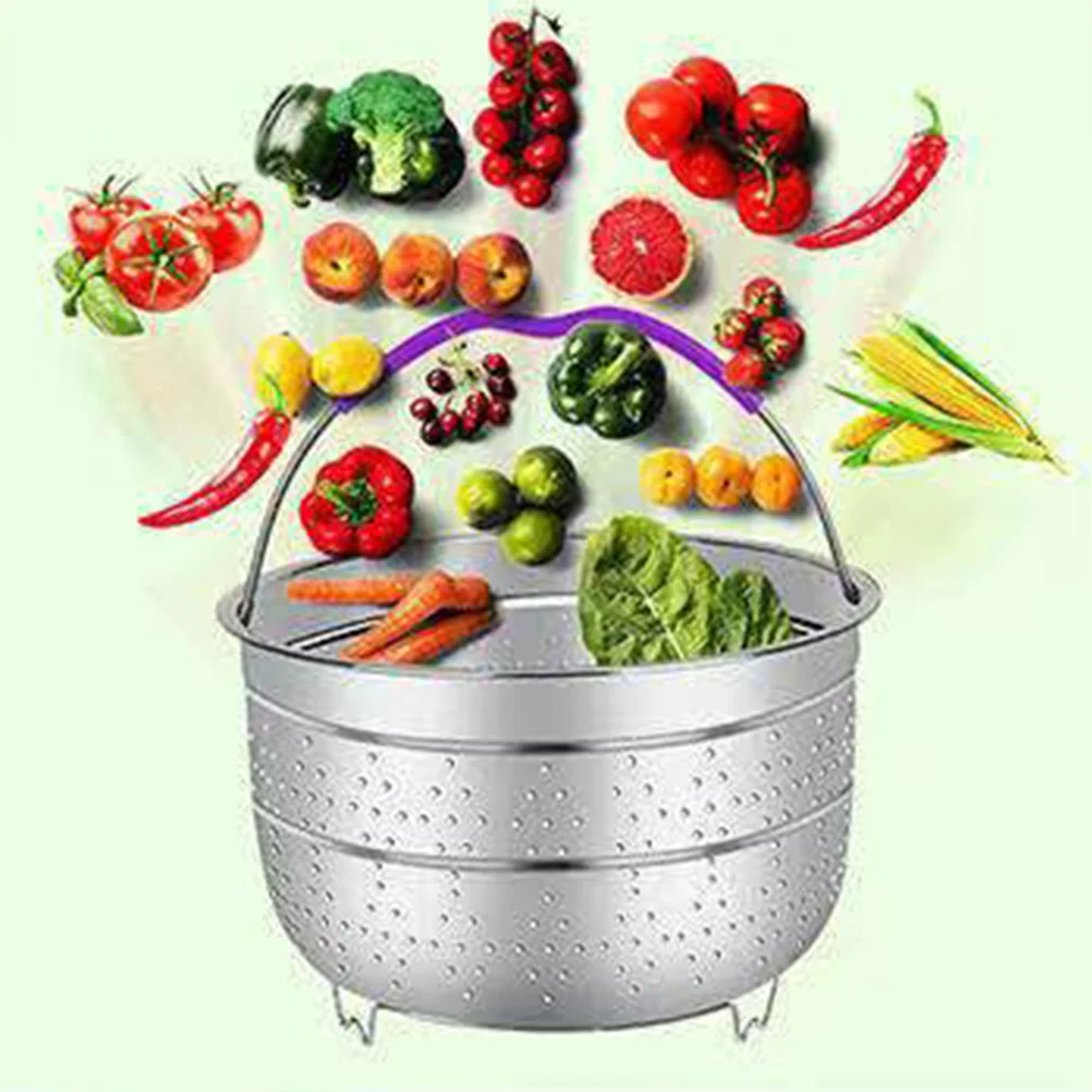 

1pcs Stainless Steel Steamer Basket Vegetable Drain Strainer Wash Fruit Rice Mesh Kitchen Container Cooking Tool