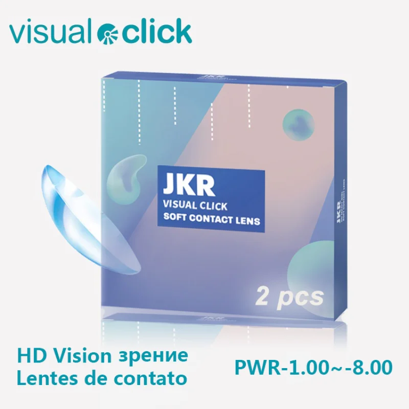 Visual Click -8.00-0 Contact Lens Clear lenses Diopter Vision Correction With Degree Year Myopia Power Contact Lenses ACU VUE