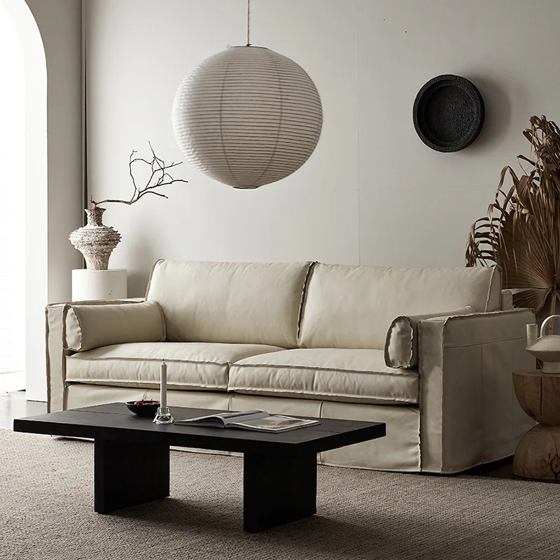 Bed and breakfast straight row cream style modern Italian minimalist first layer cowhide living room single double three