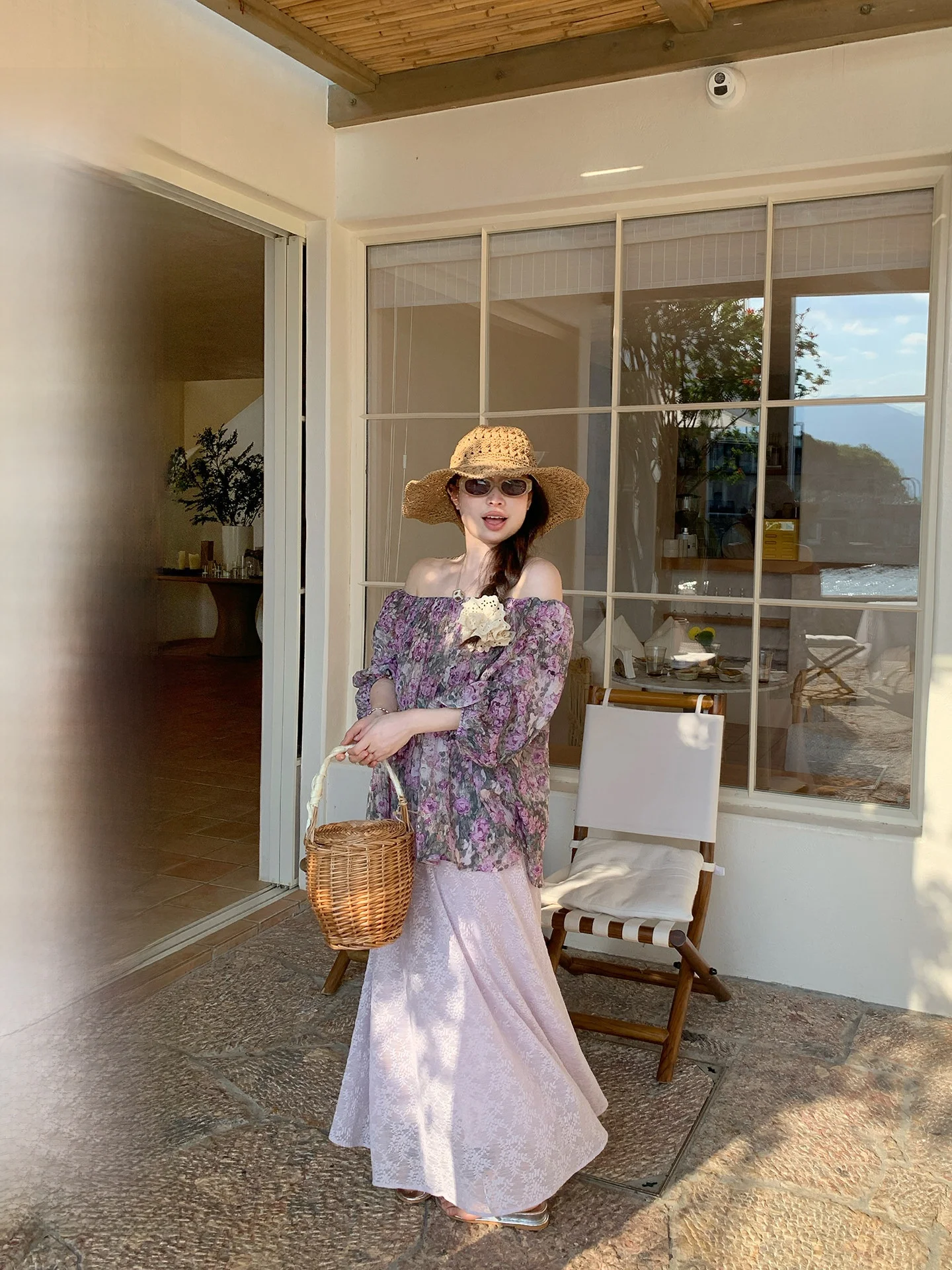 

Женский летний топ Monet Girl с цветочным принтом, на одно плечо, свободного кроя, в французском стиле, повседневная блузка