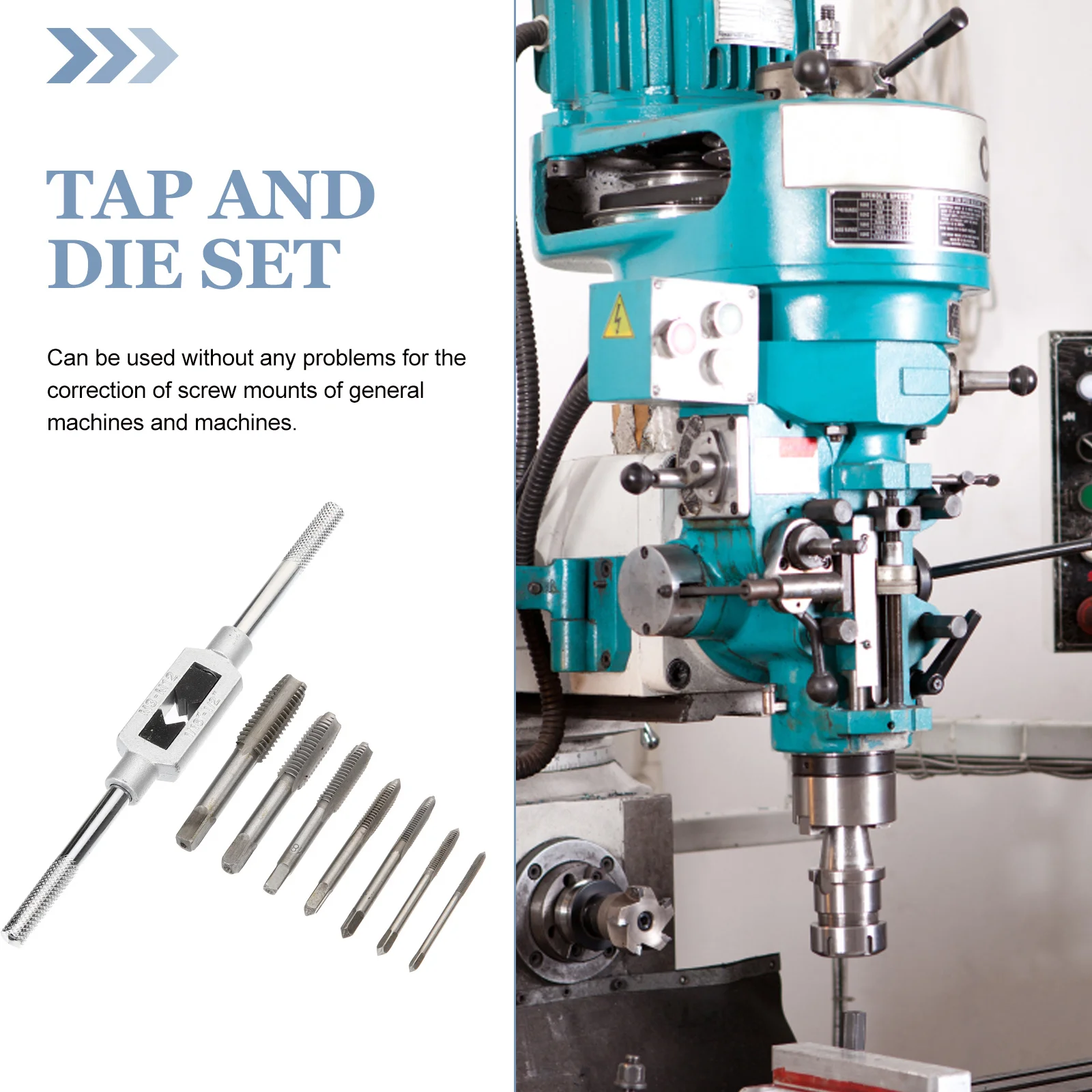 

1Set Tap and Die Set High Strength Alloy Steel Thread Tapping Threading Tool for Machinery Repair Multi-Purpose