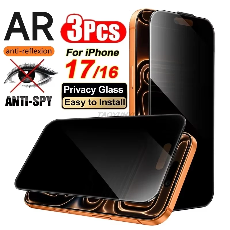 

1-3Pcs Dust Free Install Privacy Screen Protector For iPhone 17 Pro Max 16 16e 15 14 Plus 11 13 12 Mini 8 7 SE XS Tempered Glass