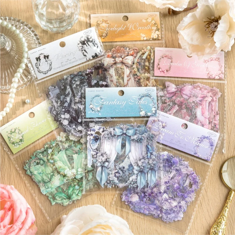 20 Sheets Per Pack Flower Border Stickers Paste a Scrapbook Create Collage Bottom Frame Decoration Journal Handmade Stickers