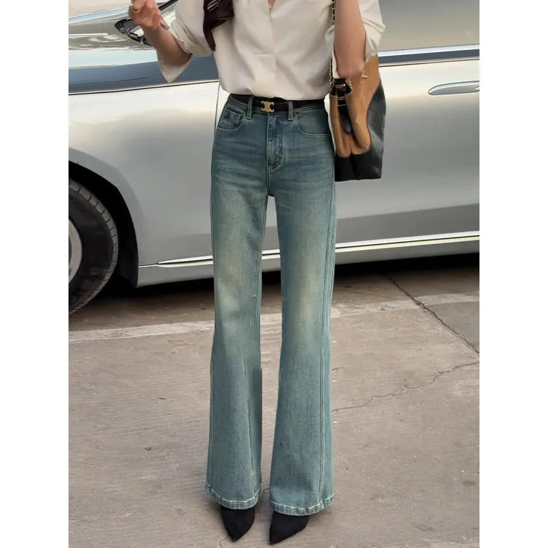 

High Waist Bell Bot Jeans Women's Faionable Drapey Slimming American Retro Sle Spring 2026 New Arrival Non-Matching