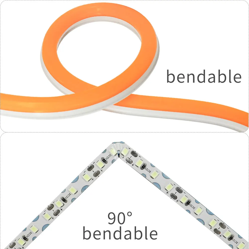 Bendable Separate LED Neon strips 6mm 8mm DIY Flexible Silicone neon light strip 120leds/m S-shape 2835 Led lights Waterproof