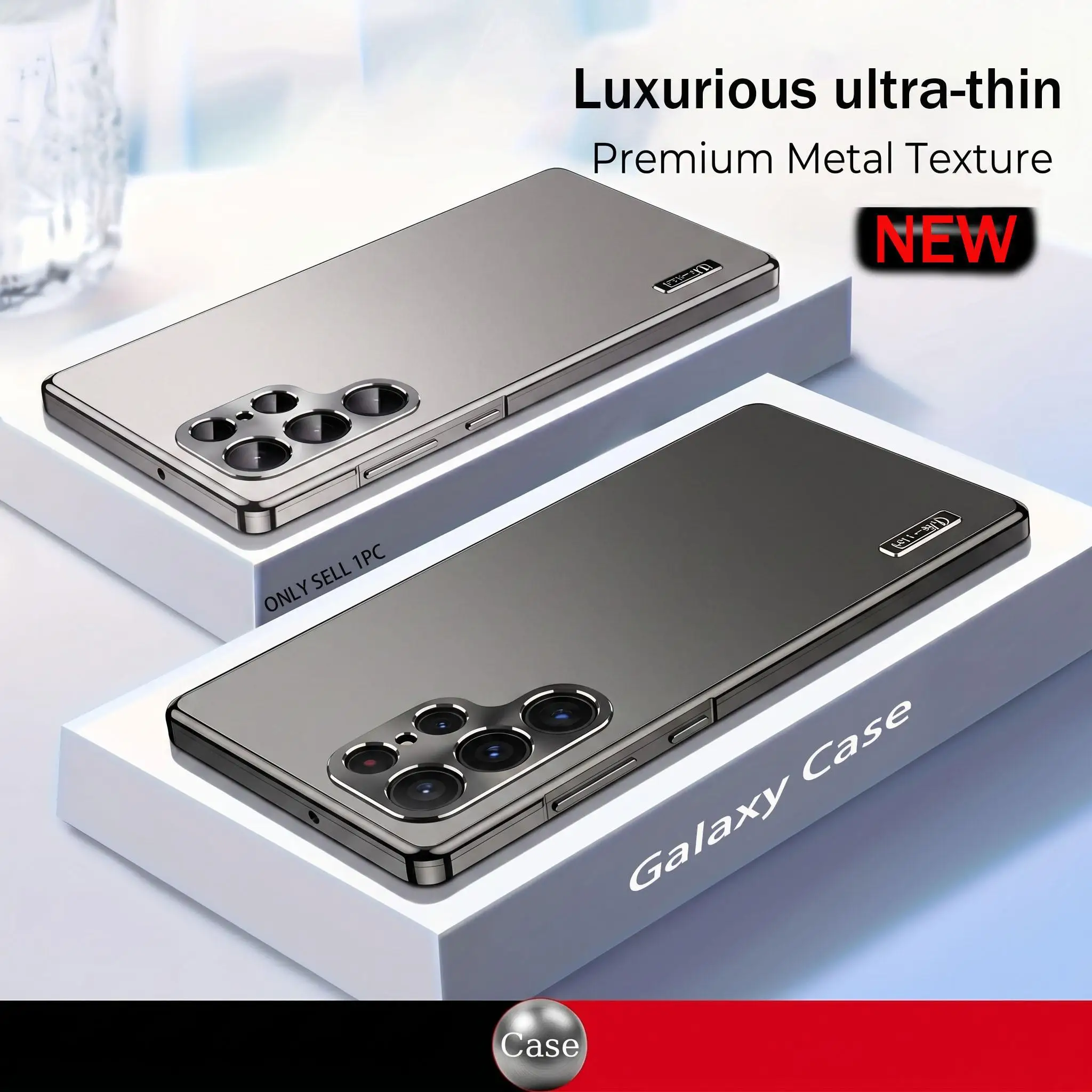 

Ultra-Thin Metal Aluminum Frame Phone Case for Samsung Galaxy S26 S24 S25 Ultra, Anti-Drop PC Back Cover.