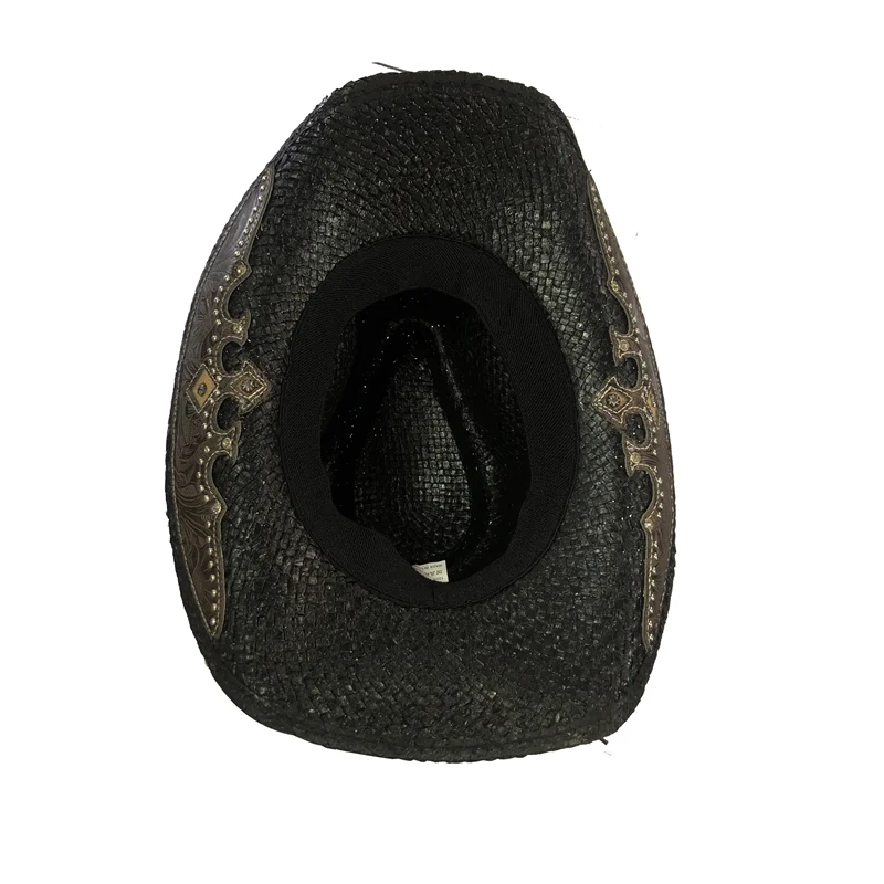 Western Style Straw Hats for Men Women Summer Beach Sun Hat Vintage Curled Edge Cowgirl Jazz Hat Sombrero Hombre