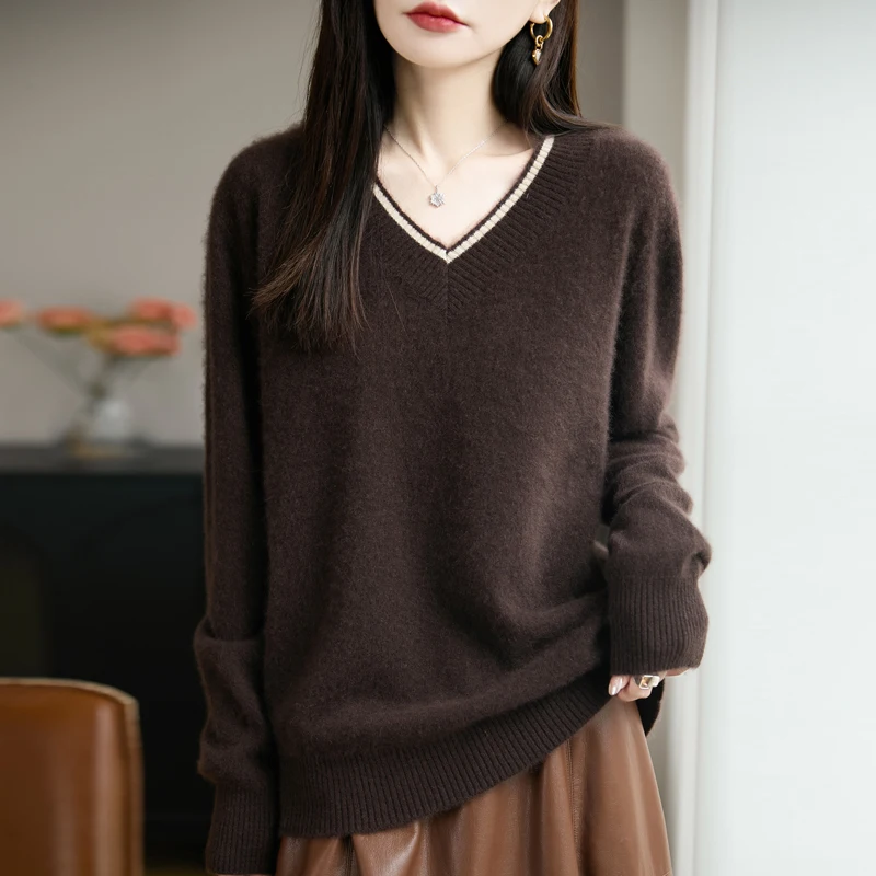 

Women O-Neck Sweater 100% Merino Wool Pullover Spring Autumn Winter Long Sleeve Basic Shirt Cashmere Knitwear Female Clothes Top