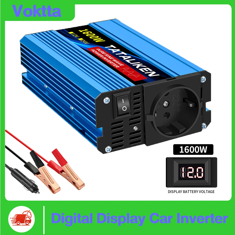 

Pure Sine Wave 1600W/3000W Digital Display Car Inverter 12V to 220V Digital Display Function for Car & Home Use