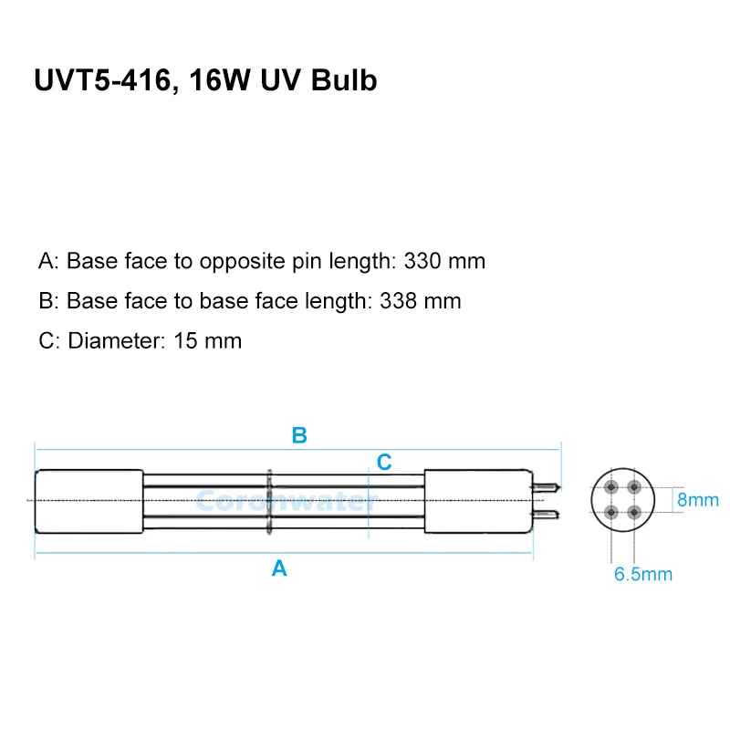 Replacement 16W UV Lamp for SEV, SDV Series 2gpm Water Ultraviolet Sterilizer