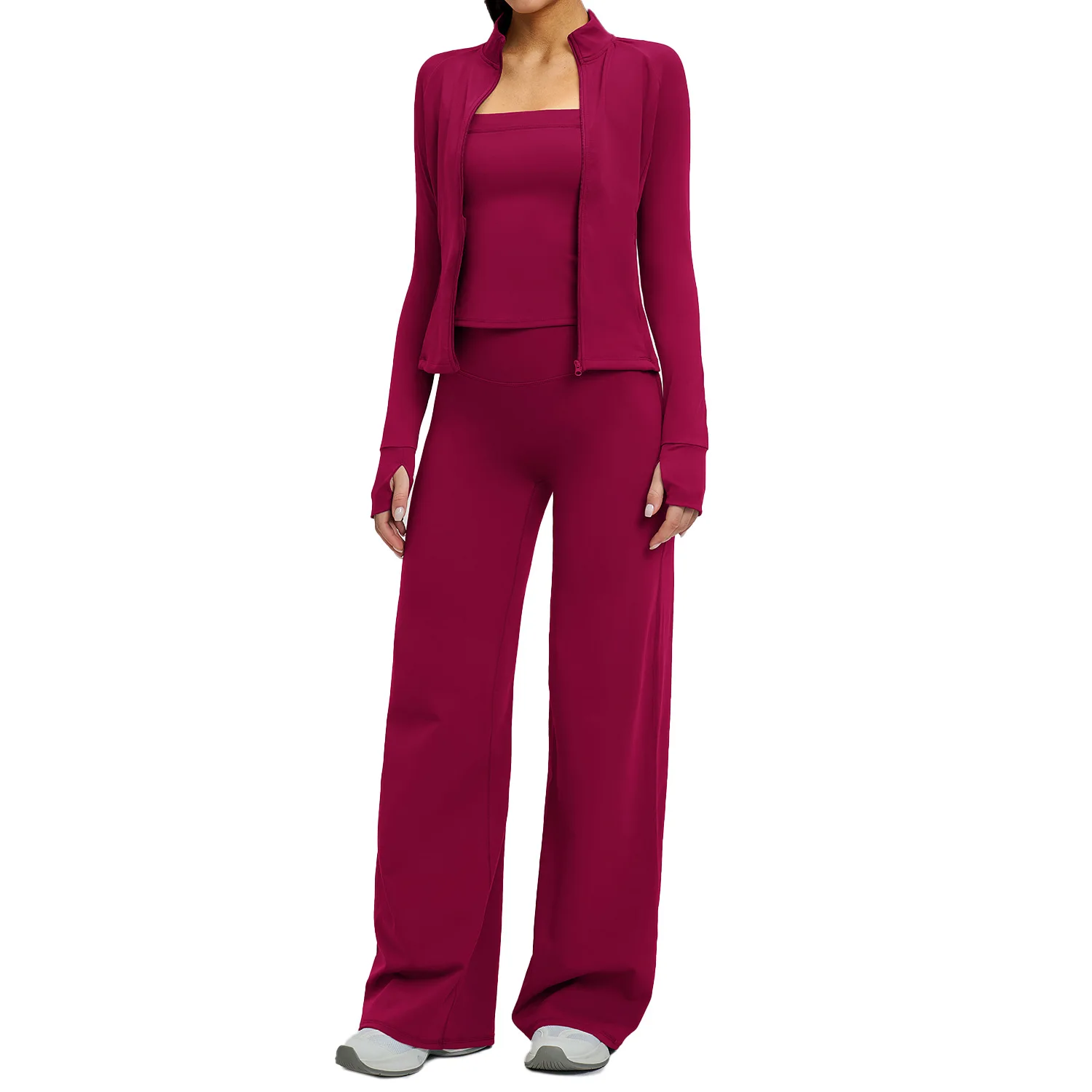 

Maxdutti Quick Drying Sports Set, Zipper Casual Set, Women's Outdoor Running And Cycling Three Piece Set New Two Piece Set Women