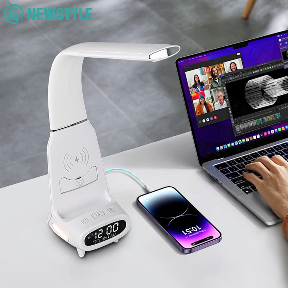 

Multifunctional Eye-Caring Reading Desk Lamp with 15W Wireless Charging and LED Digital Display Dimmable Sensor Home Table Lamp