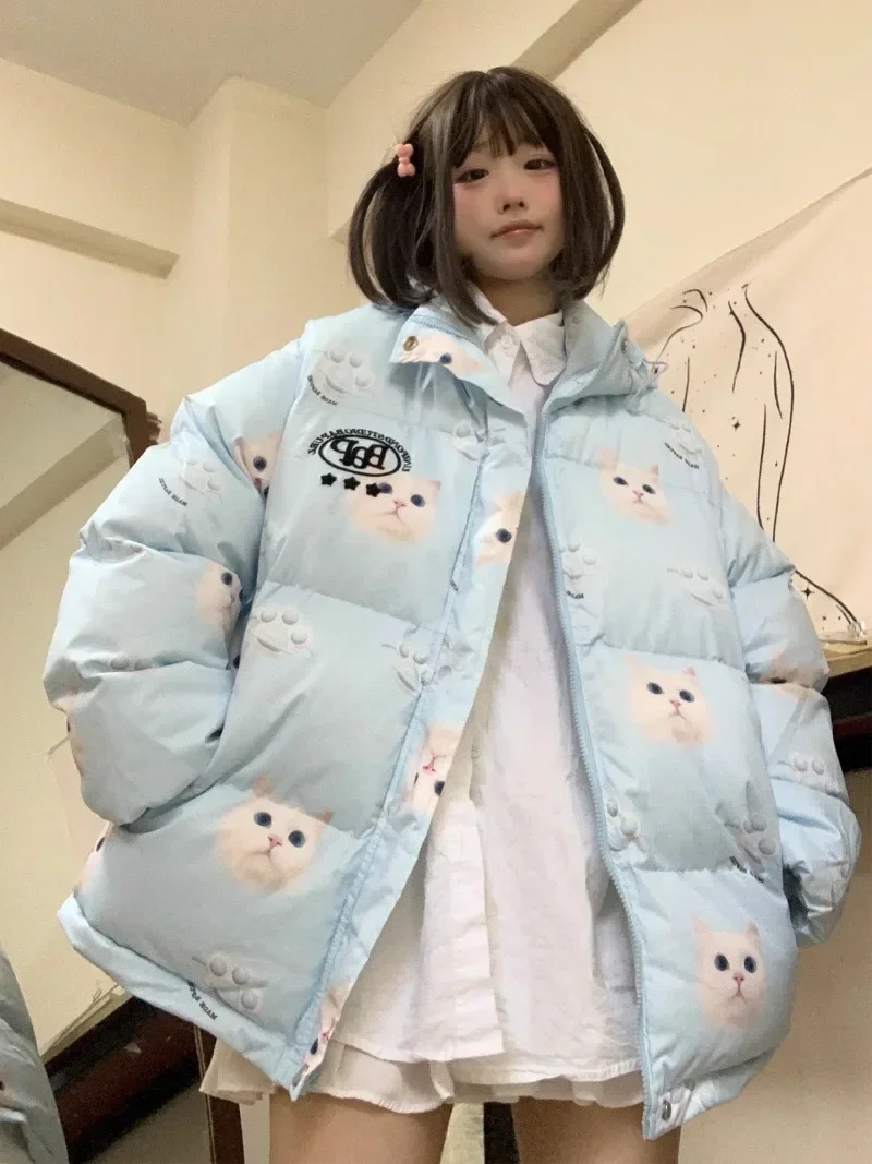 2024 New Winter Cute Hooded Japanese Original Cartoon Cotton Multitone Fashionable and Versatile Show Off Weight Clothe for Girl