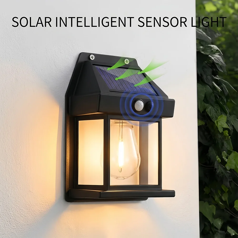 Solar Wall Light Outdoor Waterproof Motion Sensor Lamp Garden Decor Light for Porch Pathway Patio Yard Decorative Lighting