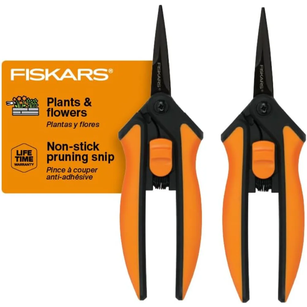 Sécateur 6" - Cisailles de jardin avec poignée confortable et action à ressort - Lames antiadhésives tranchantes - Tentes de culture et culture hydroponique - Paquet de 2