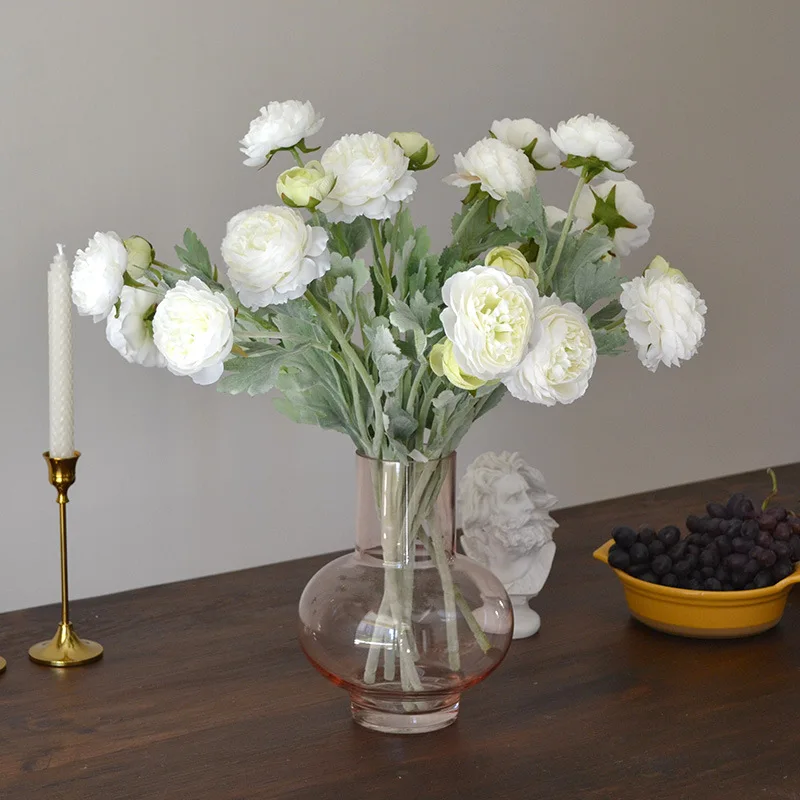 5 Stück/Set Künstliche beflockte Seidenblume Täubchenlotus Heimdekoration Kamelie Brautstrauß Hochzeitsdekoration Party-Blumenarrangement – Detail 2