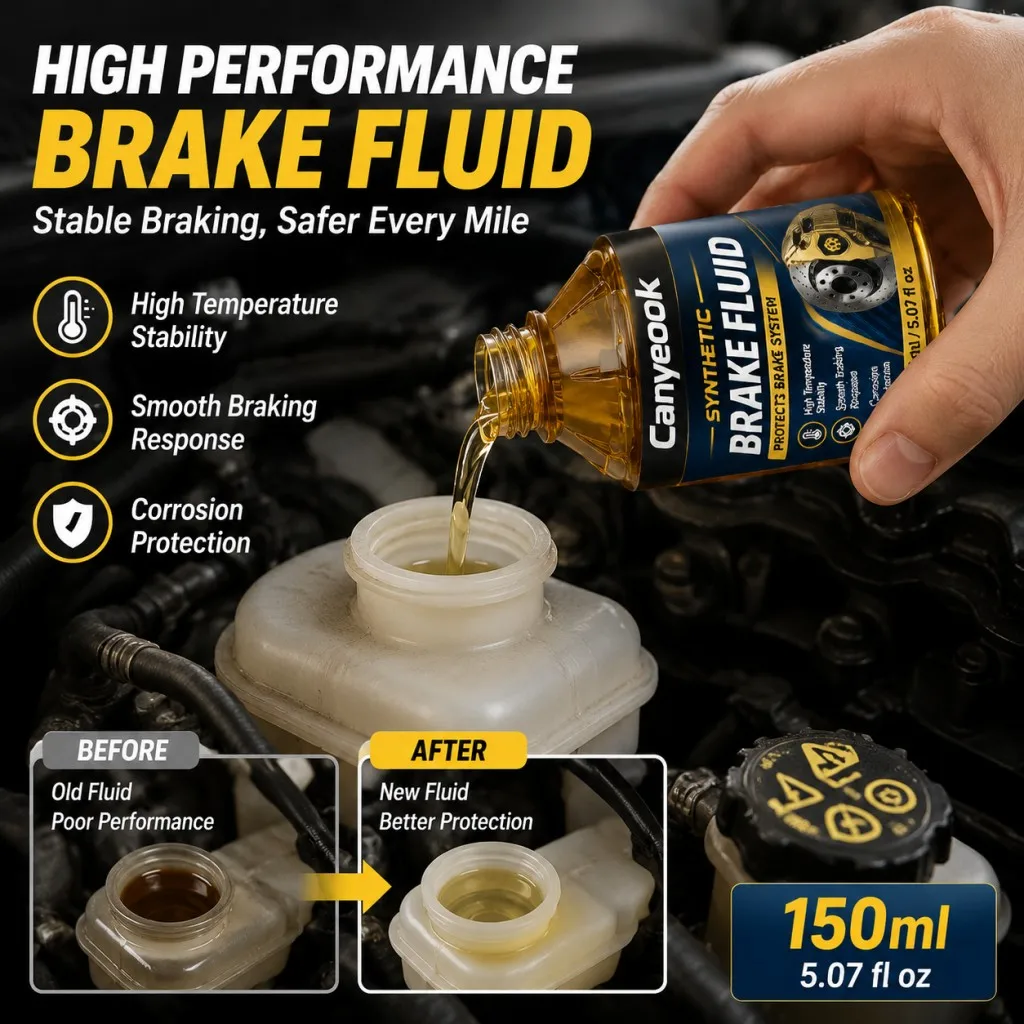 ANYEOOK Synthetic Brake FluidHigh Temp Anti-Vapor Lock Formula, Smooth Linear Brake Response, Anti-Corrosion Protect Brak 150ml