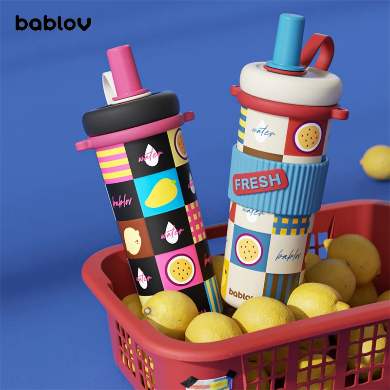 

Bablov 316 Stainless Steel Thermos Bottles 720ML Vacuum Flask Straw Cup with tea strainer Portable Keep Cold and Hot Travel Mug