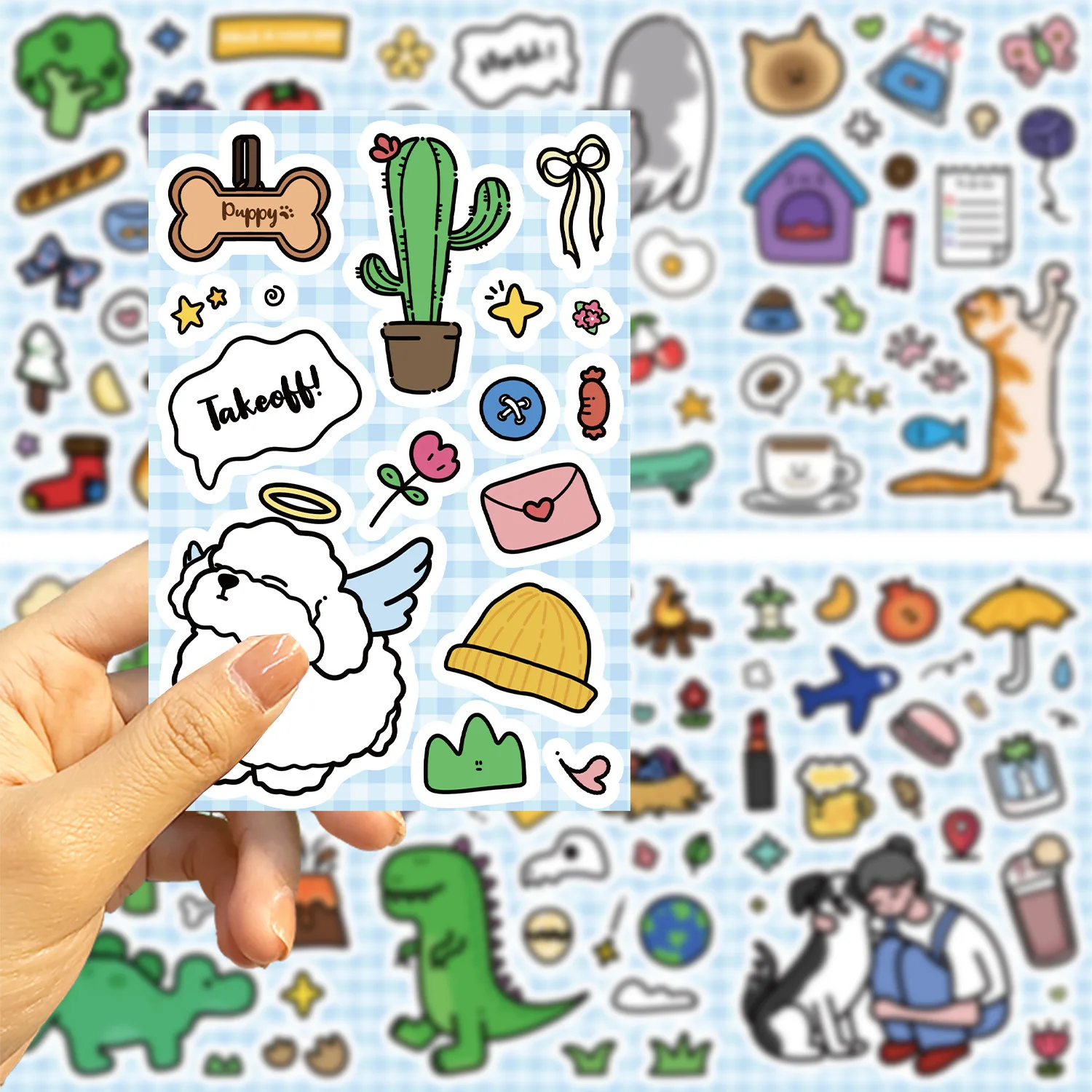 

50Pcs Korean Collage Cute Pet Fun DIY Puzzle Stickers Phone Case Skateboard Scrapbook Sticker for Kids Toy