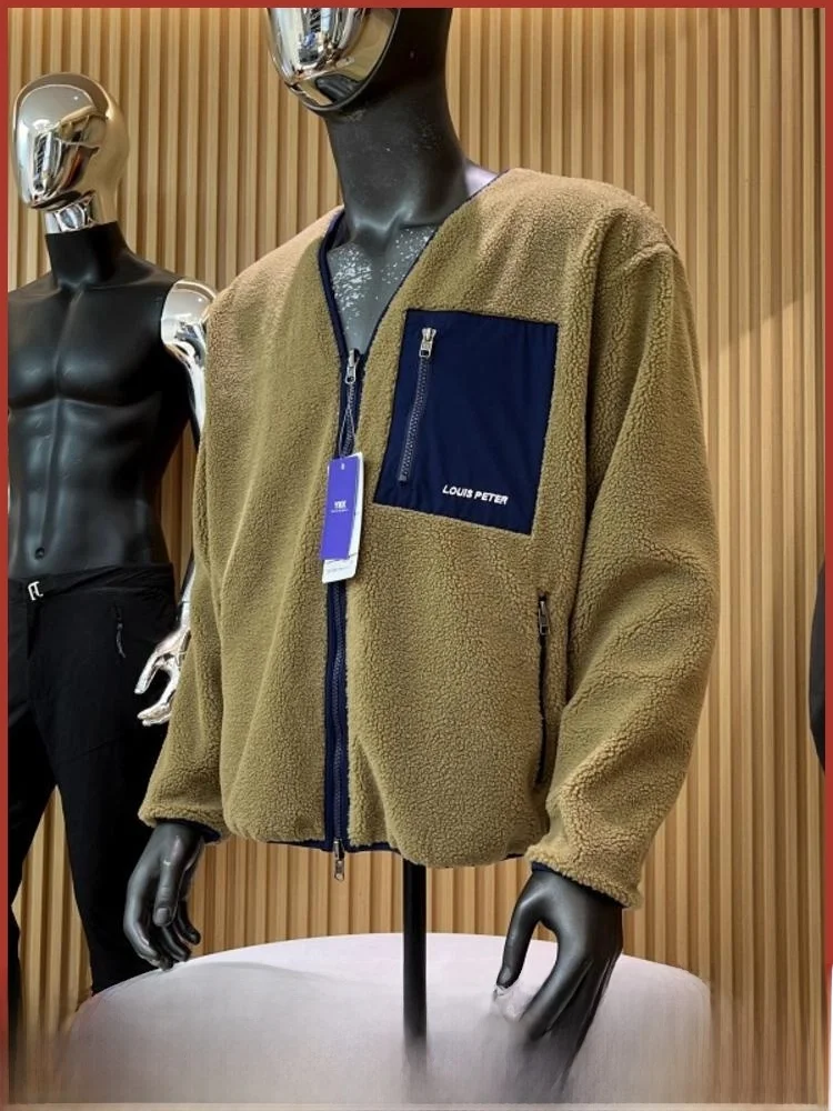 

Thiened теплая двусторонняя одежда, повседневное бархатное пальто с ягненком для мужчин, осенне-зимнее новое пальто для пар, подставка-стойка