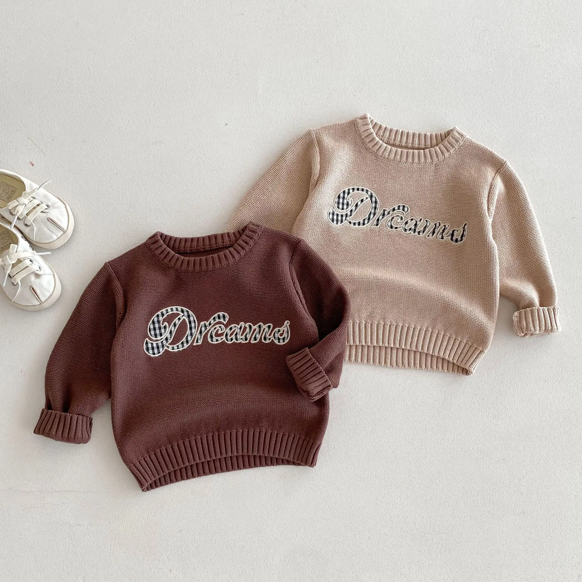 

2024 Autumn New Children Long Sleeve Sweater Letter Print Baby Girls Casual Pullover Tops Boys Versatile Knitwear Kids Clothes