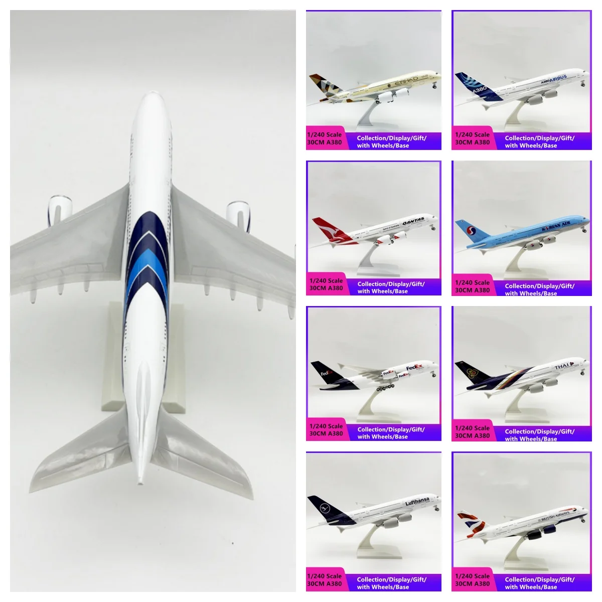 

Air A380 Airlines Series 30cm Aviation 1:400 Scale Aircraft Resin Model Miniature Airplane With Landing Gear and Wheel Ornament