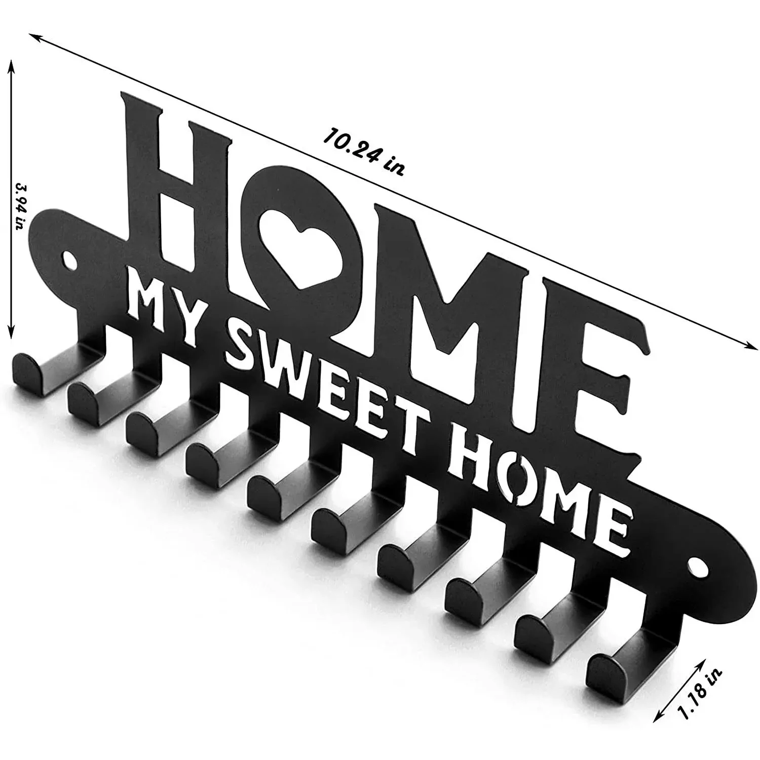2D Metal Key Holder Hooks Wall hanging Wall-mounted Coat rack Sweet Home Wall Hanger Iron Art Decor for Front Door Kitche