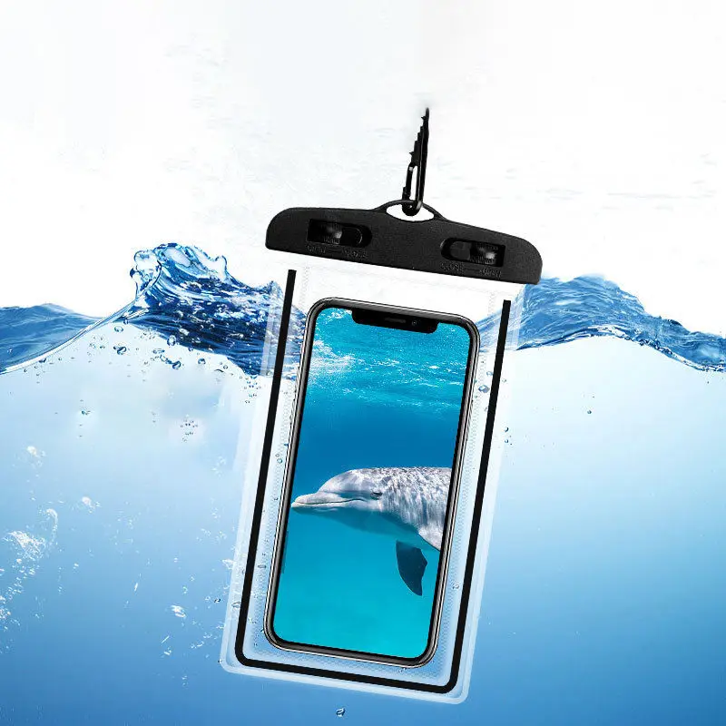 

Glowing in the Dark Ipx8 Waterproof Phone Pouch with Night Light Touchsreen for Diving Beach Swimming Mobile Bag Universal Fit