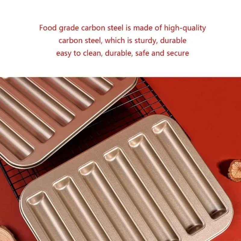 F19B 6-Cavity Biscuit Mold Non-Stick Cylinder Muffin Pan Financier Cake Pan Carbon Steel Cake Bread Mold Easy to Clean