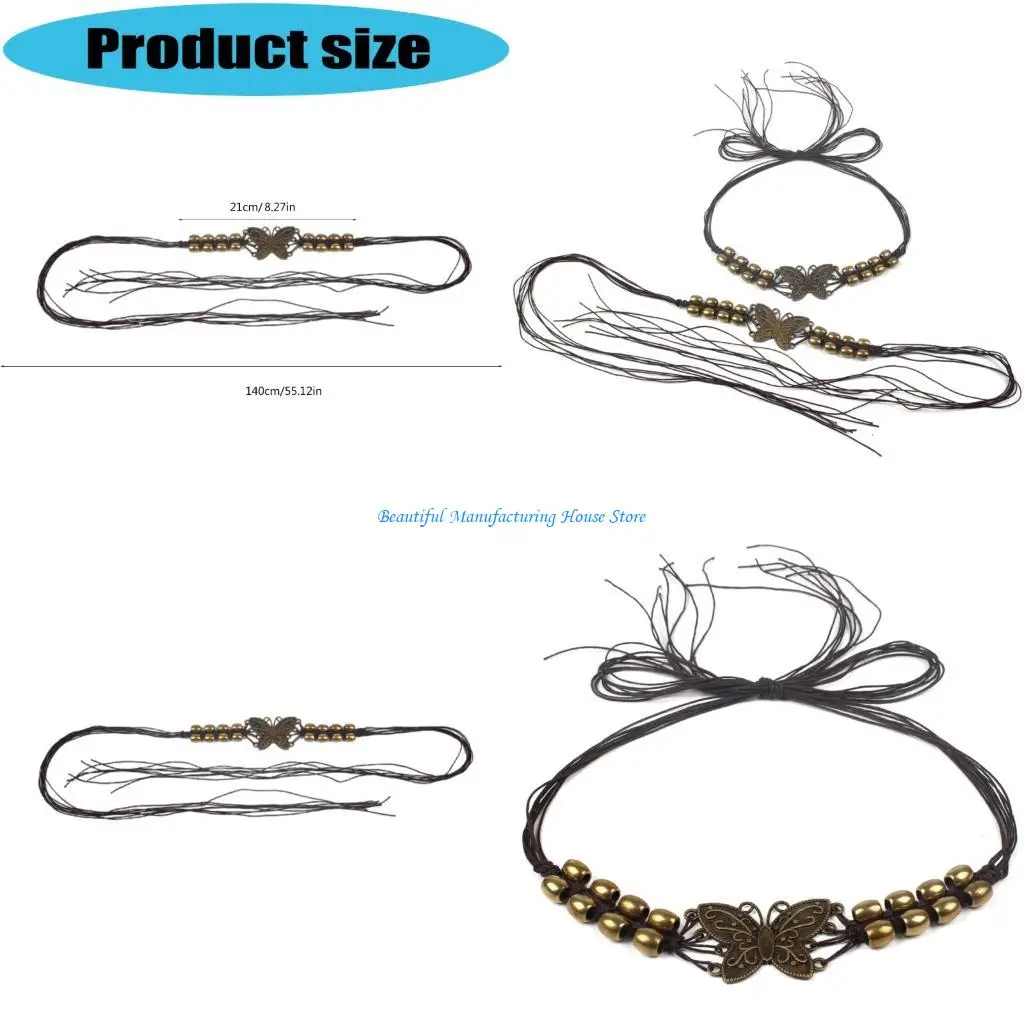 e56a-蝶の装飾が施された麦わら帽子ウエストバンドバッグ装飾用多用途帽子バンド