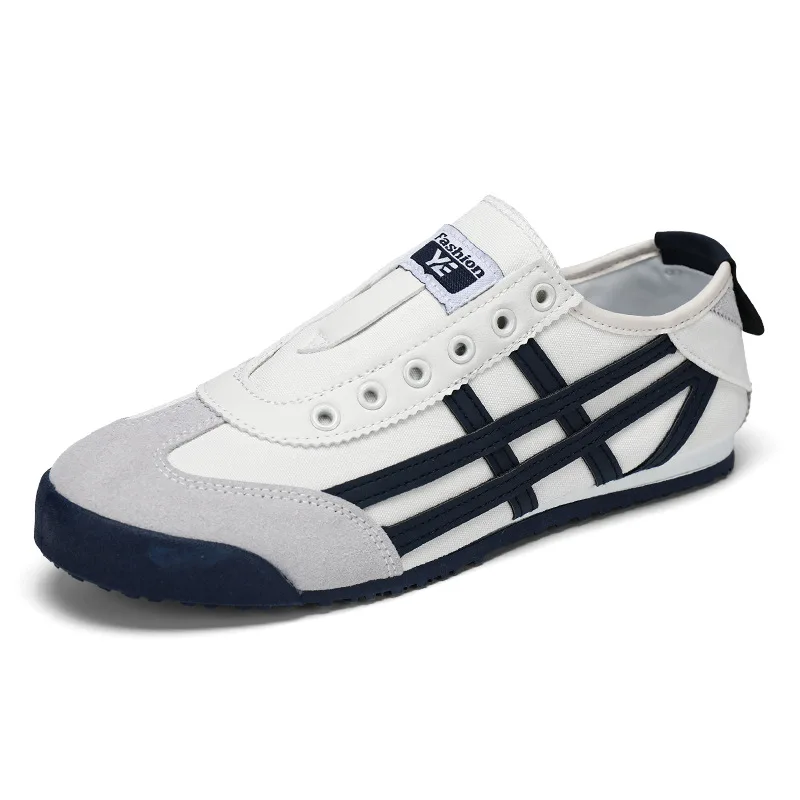 

Classic Men's Canvas Shoes Stripe Design Lace Up Soft Sole Light Casual Sneakers Outdoor Non-slip Walking Shoes Zapatos De Lona