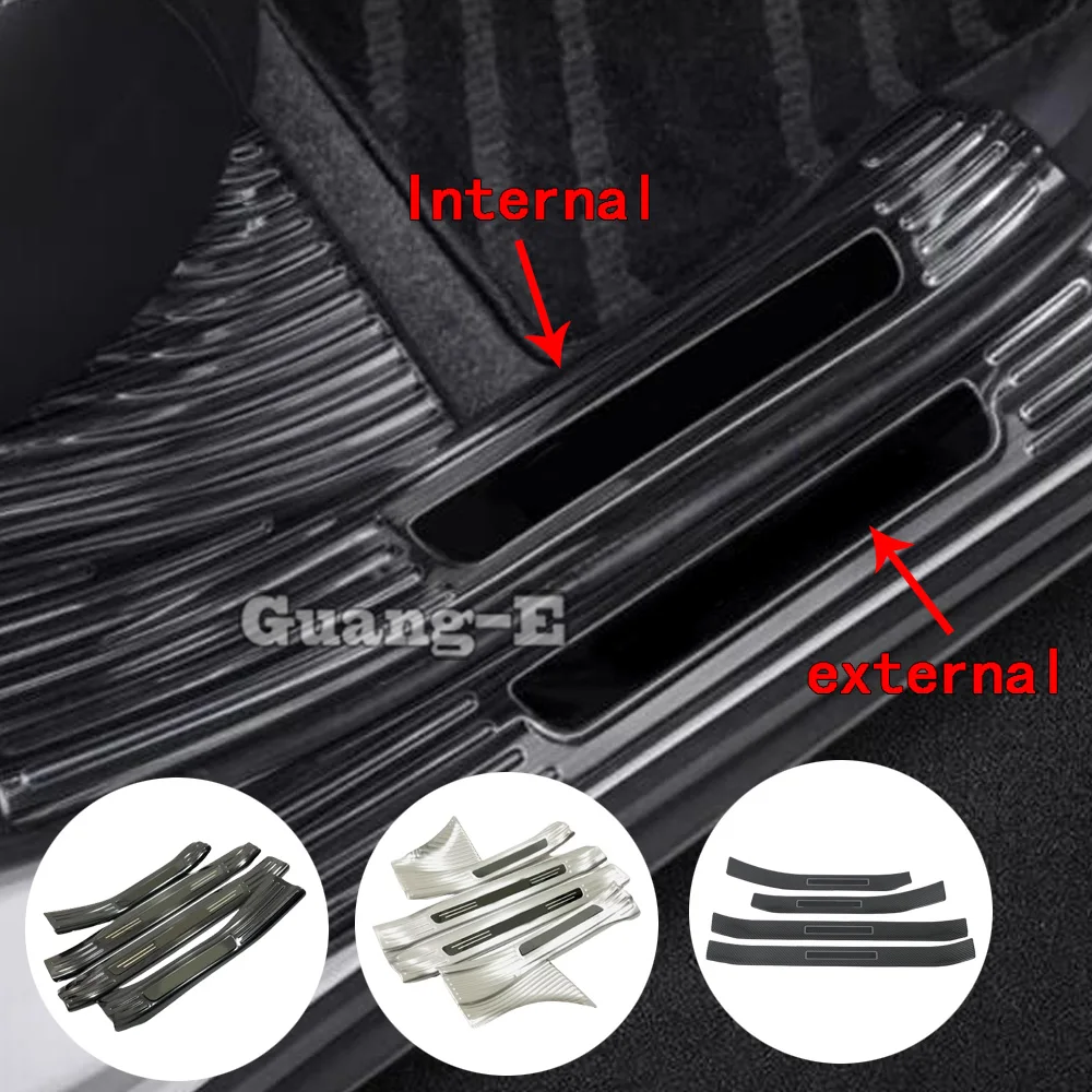 Steel Threshold Pedal Strip Door Sill Scuff Plate Cover Lamp Bumper Car Accessories For Toyota Venza/Harrier 2021 2022 2023 2024