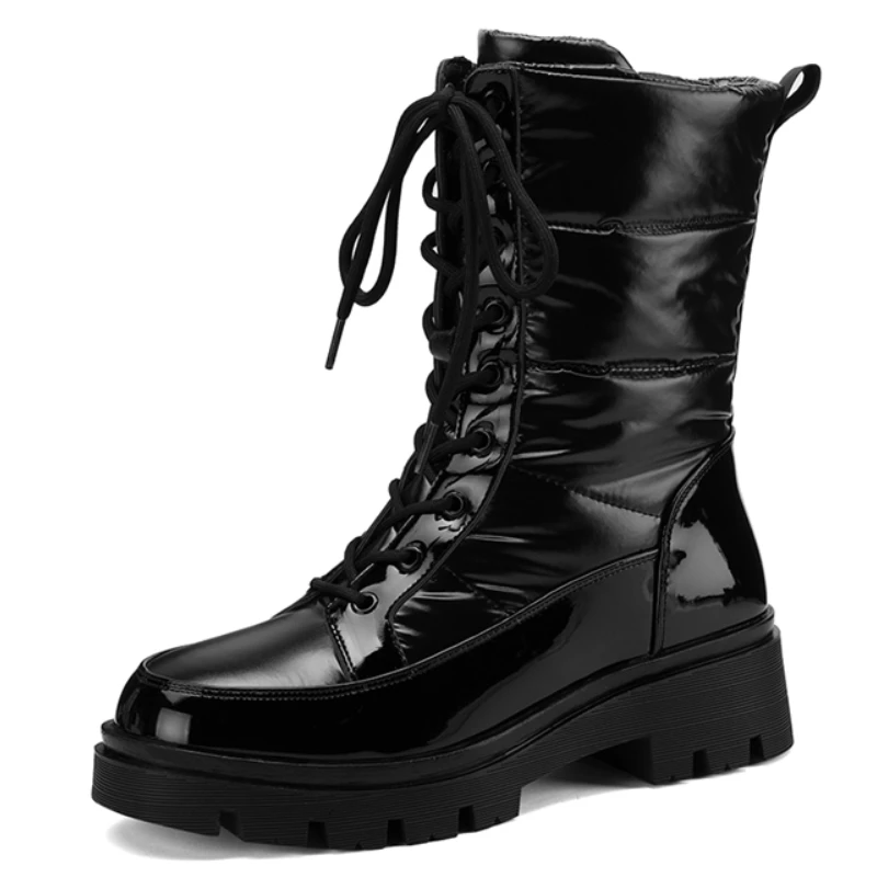 

Women's Winter Snow Boots Fur Warm 2024 Low Heels Lace-up Black Plush Ankle Boots Comfortable Waterproof Rain Short Shoes Female