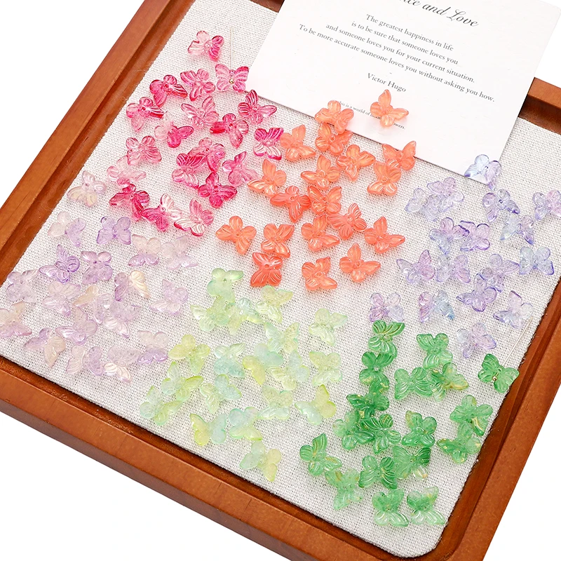 10PCS 11x9.5mm Small Butterfly Shape Lampwork Beads Multi Gradient Color Glass Beads For Jewelry Making Handmade DIY Accessories