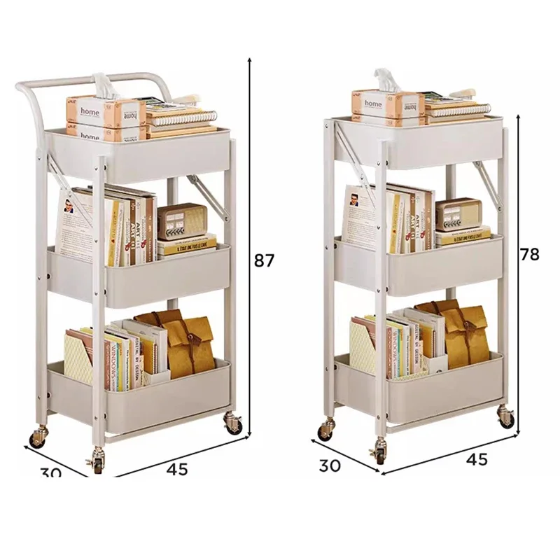 Étagère de bureau pliante sur pied pour enfants, chariot mobile multicouche, meubles de salon en fer forgé T1, étagère de collation