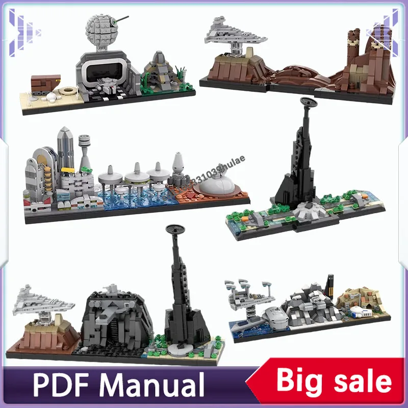 

Наборы строительных блоков MOC Star Movie City Skyline: Архитектурная трилогия, космический корабль, вид на улицу. Детские игрушки, рождественский подарок.