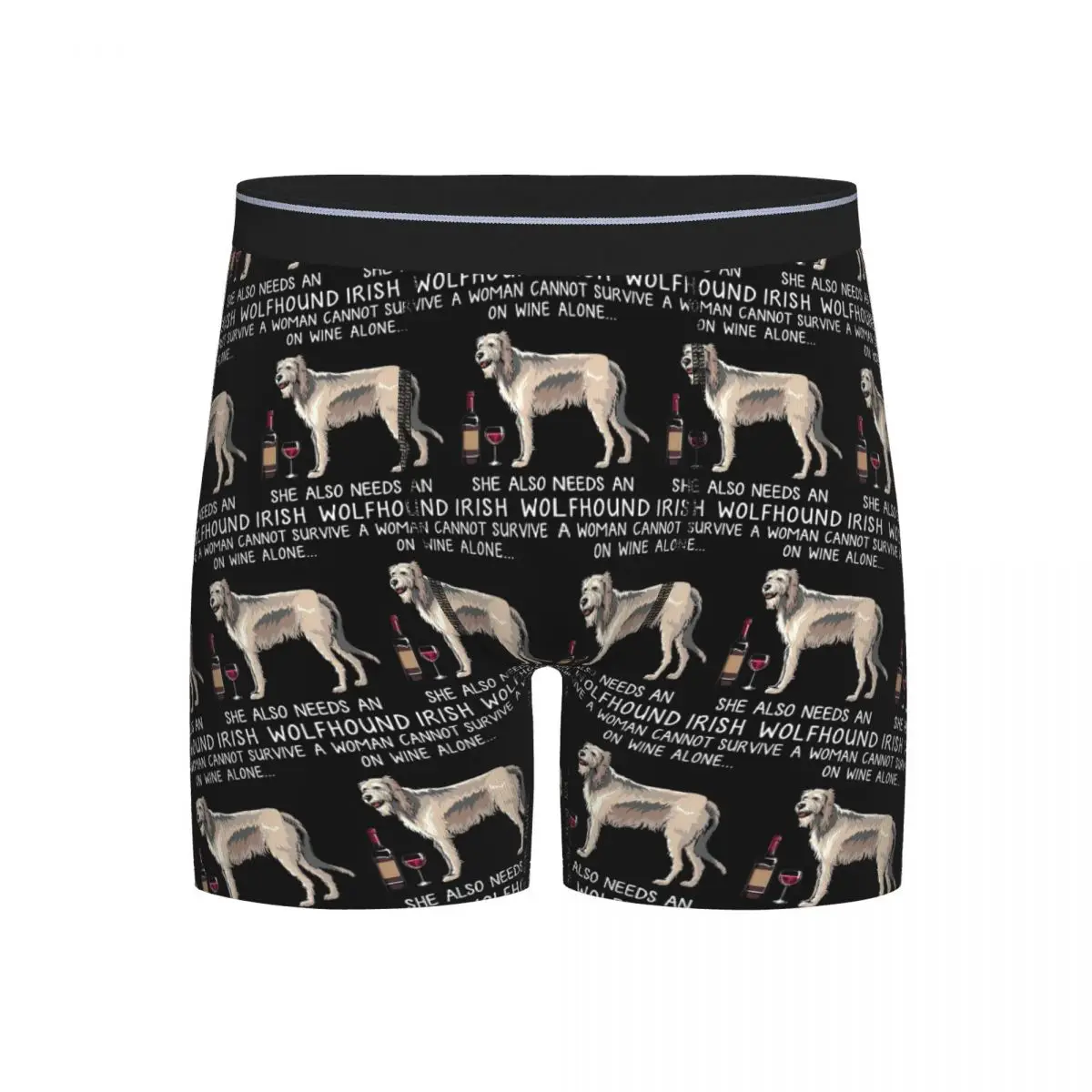 

Long Boxer Underpants Shorts Irish Wolfhound And Wine Funny Dog Panties Men Ventilate Underwear for Homme Man Boyfriend Gift