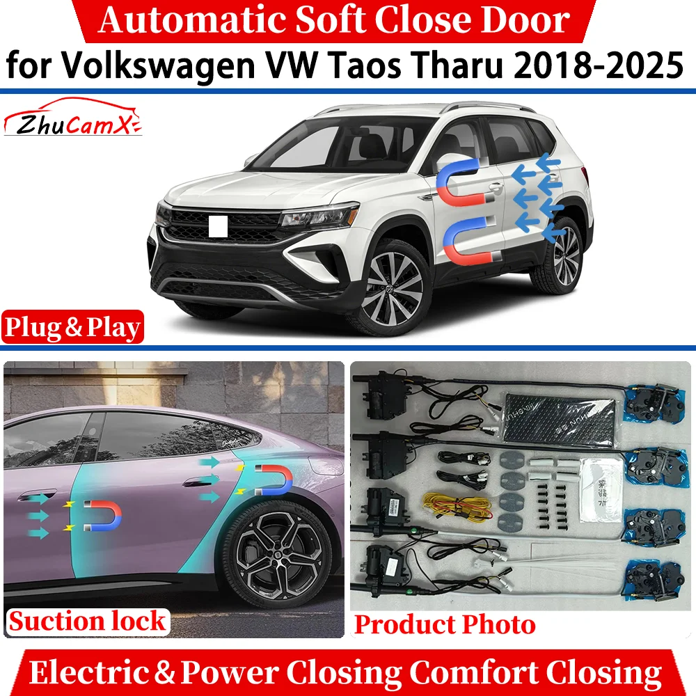 

for Volkswagen VW Taos Tharu 2018-2025 Car Automatic Soft Close Door Electric Power Comfort Closing Suction lock Quiet System
