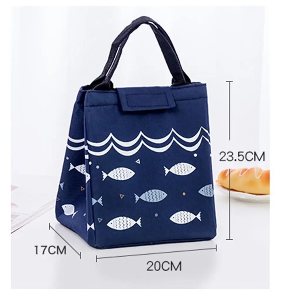 Fish Pattern Tote Lunch Bag Portable Oxford Waterproof Warm Cold Bag Thermal Insulated Large Capacity Picnic Lunch Bags Travel