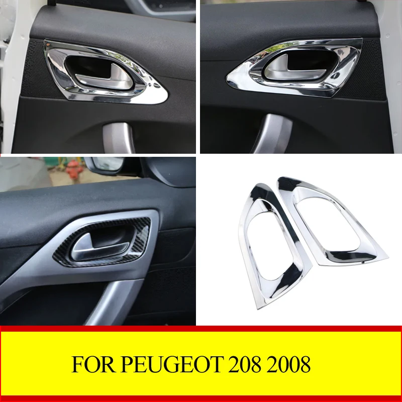 Per Peugeot 208 2008 2014- 2018 ABS Maniglia della porta anteriore/posteriore Copertura della ciotola Porta interna Ciotola Trim Adesivo Accessori auto