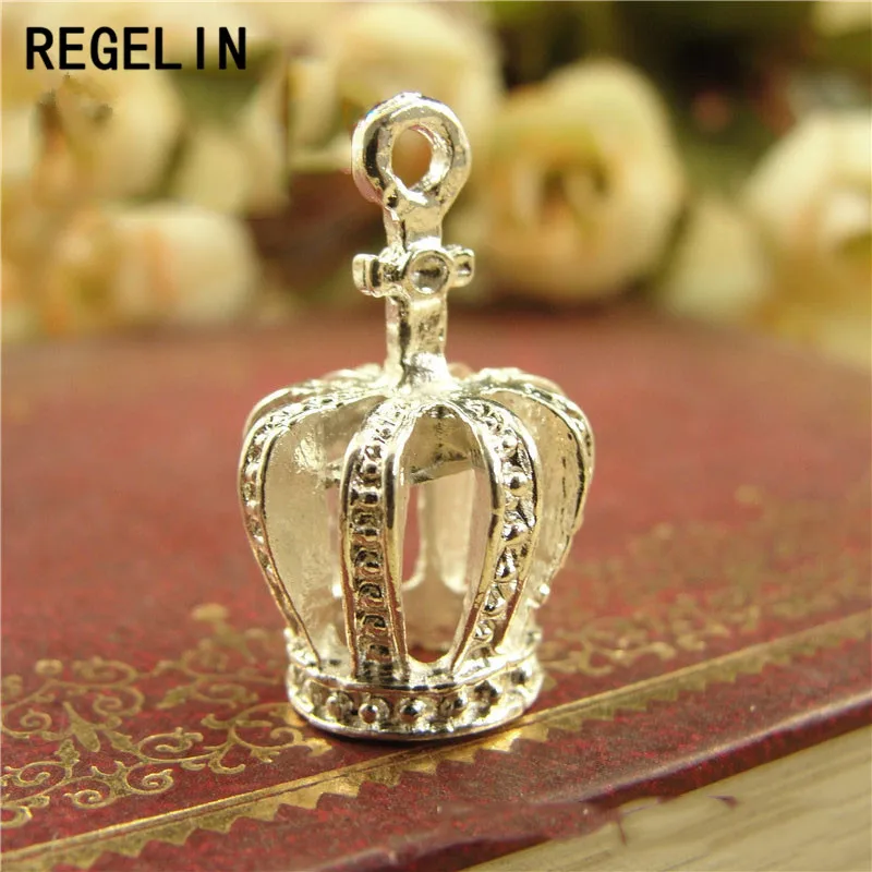 REGELIN 10 Pcs Antique Bronze 3D Crown Charm Pendant Jewelry Findings Handmade Charms Pendants Jewelry Findings 20x13x11mm