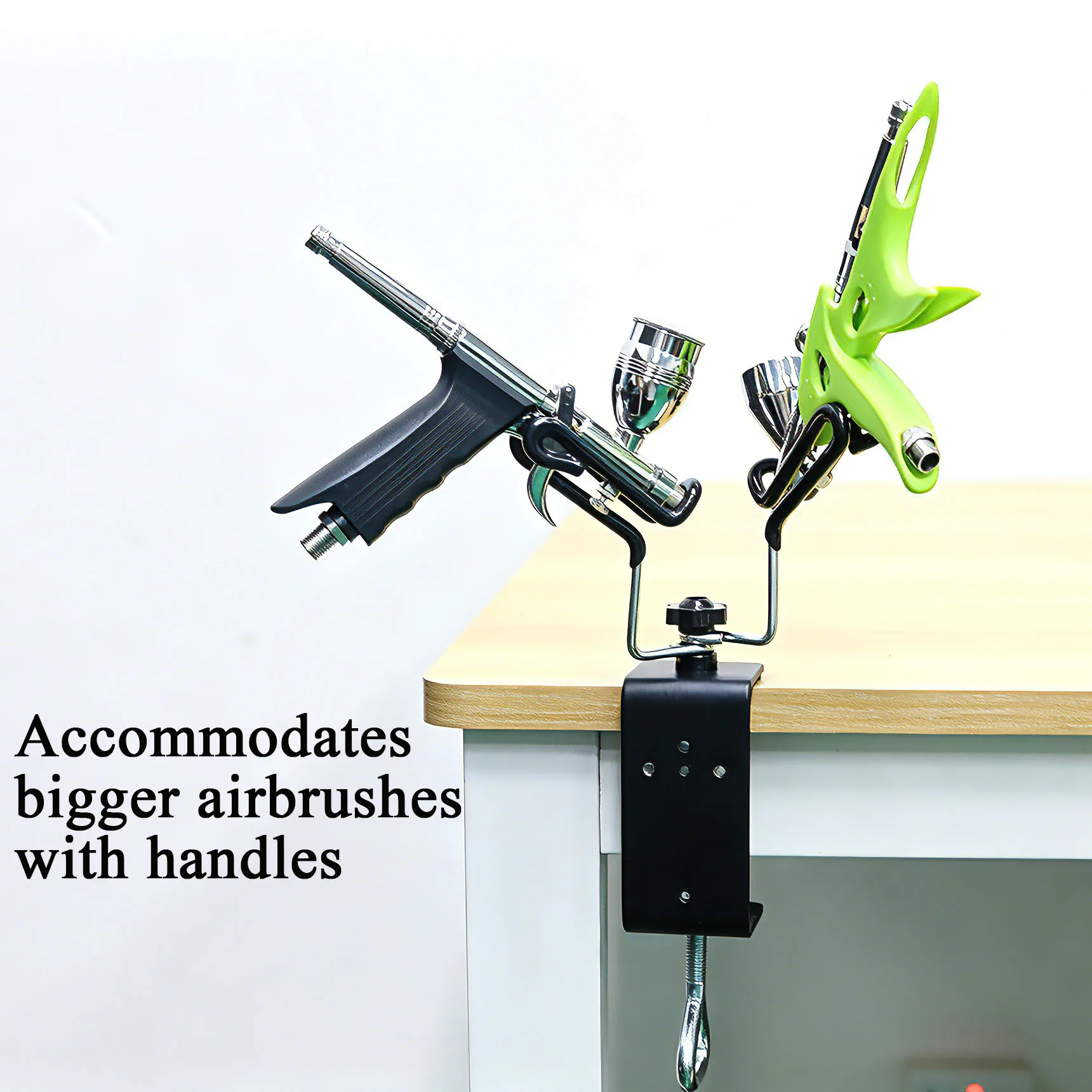 Large Airbrush Holder for Handled Airbrushes, Universal Desk Clamp Airbrush Stand, Fits Big Spray Guns view 2