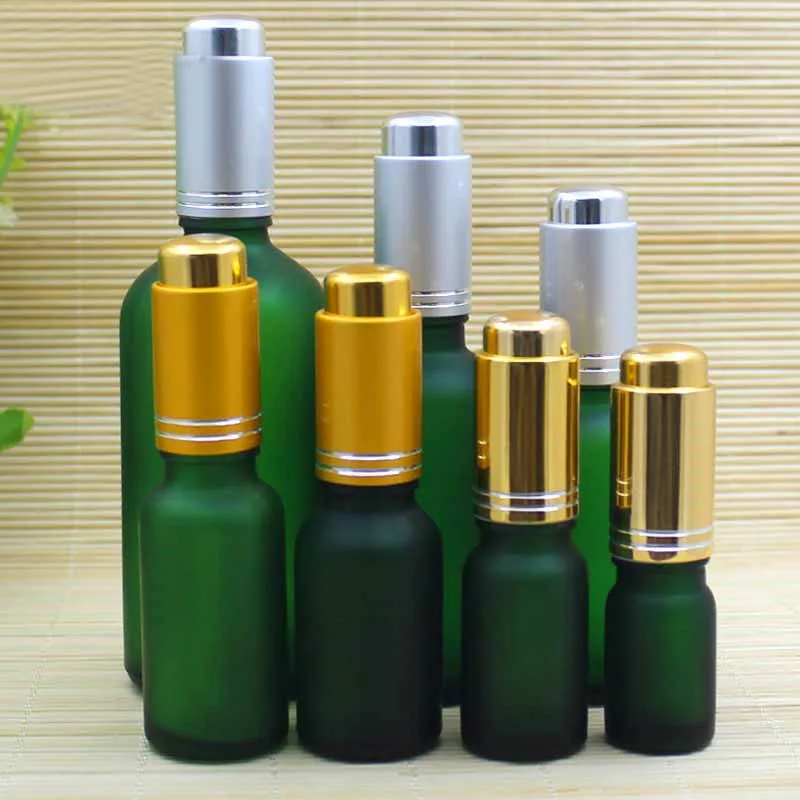 30ml clear/blue/green/brown glass bottle silver pump dropper essential oil serum moisture liquid skin care cosmetic packing