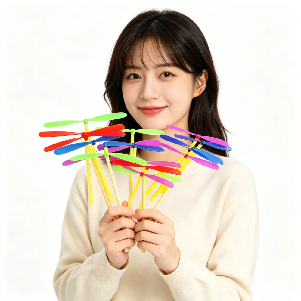 

10/20pcs Kids Classic Hand Rub Bamboo Dragonfly Toy Multicolor Rotating Flying Propeller Outdoor Interactive Game Novelty Gift
