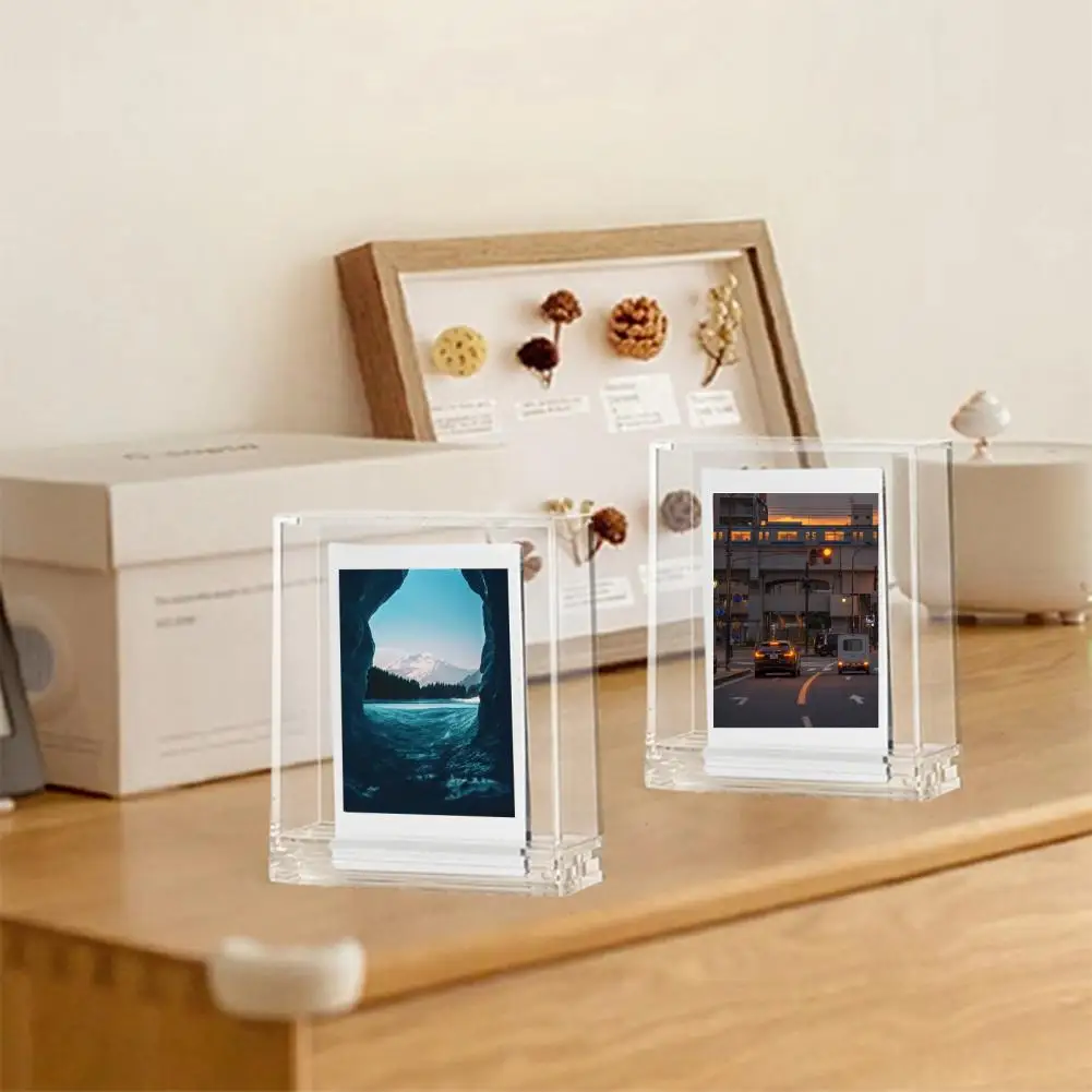 Transparent Acrylic Photo Frame Double-sided Visible Desktop 3-Inch Instant Camera Photo Picture Display Frame