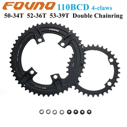 FOVNO 110BCD Chainring Road Bike 4-claws 50-34T 2x11 12speed Double Chainwheel for shimano R7000 R8000 R9100 crank accessories