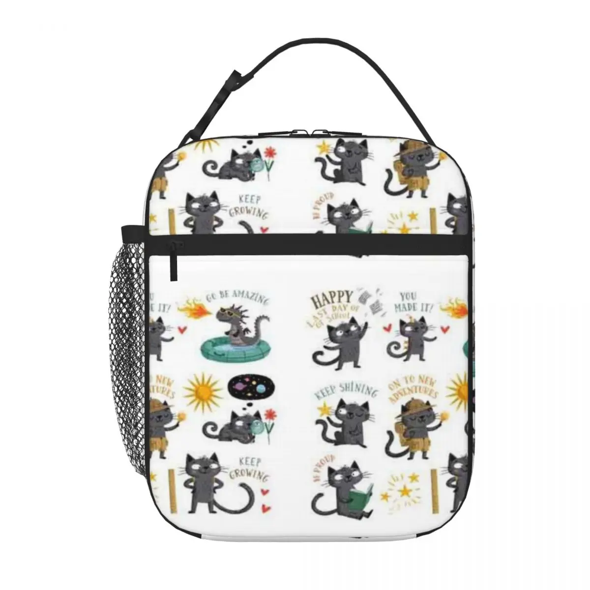 Bestselling Last Day Of School Shirt Cat Teacher Gloss Finish Neoprene Lunch Bag Park Picnic Insulated Food Bag