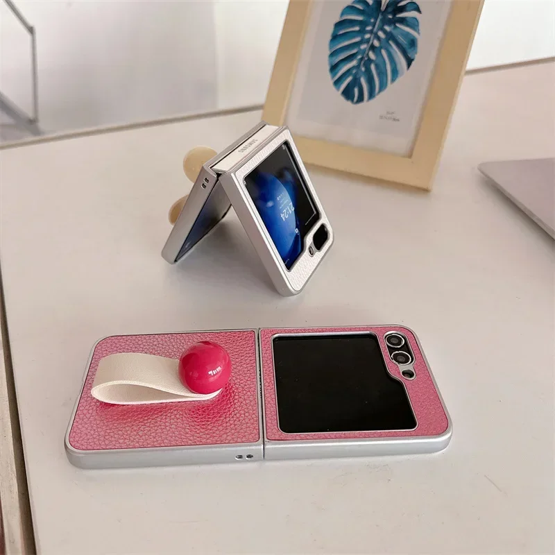 Candy Color Ring Strap Phone Case for Samsung Galaxy Z Flip 6 5 4 3 Protective Back Cover for ZFlip4 ZFlip5 ZFlip6 Case