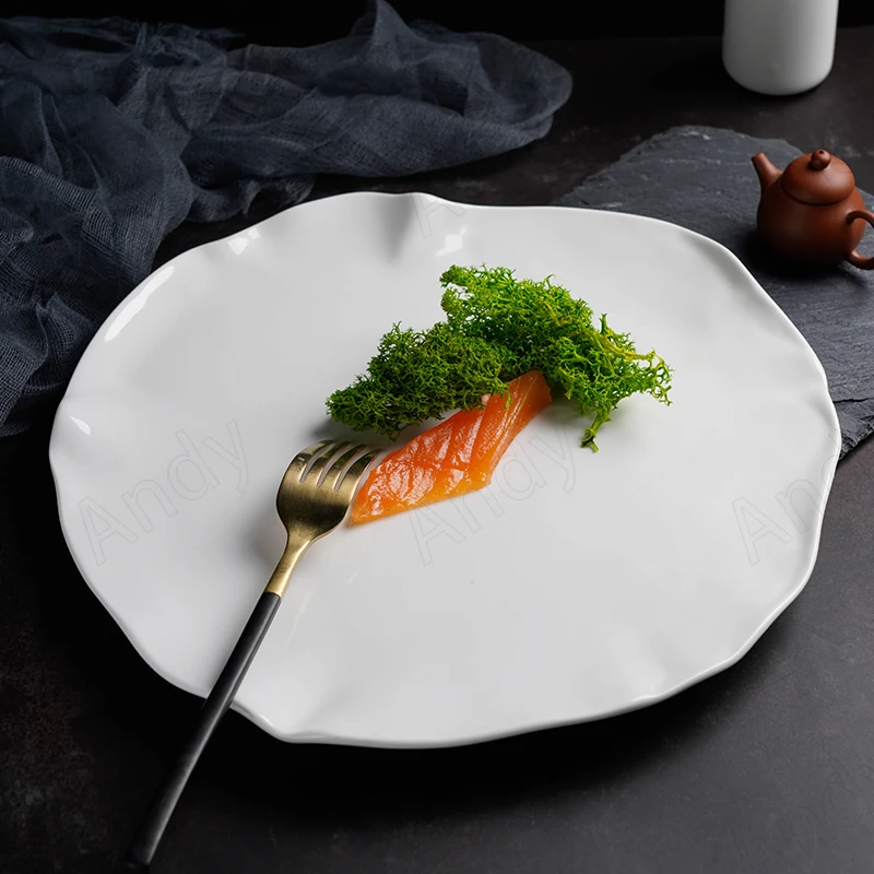 

Modern Ceramic Plate Creative Irregularity Western Restaurant Dessert Dish Living Room Breakfast Bread Plates Kitchen Cutlery