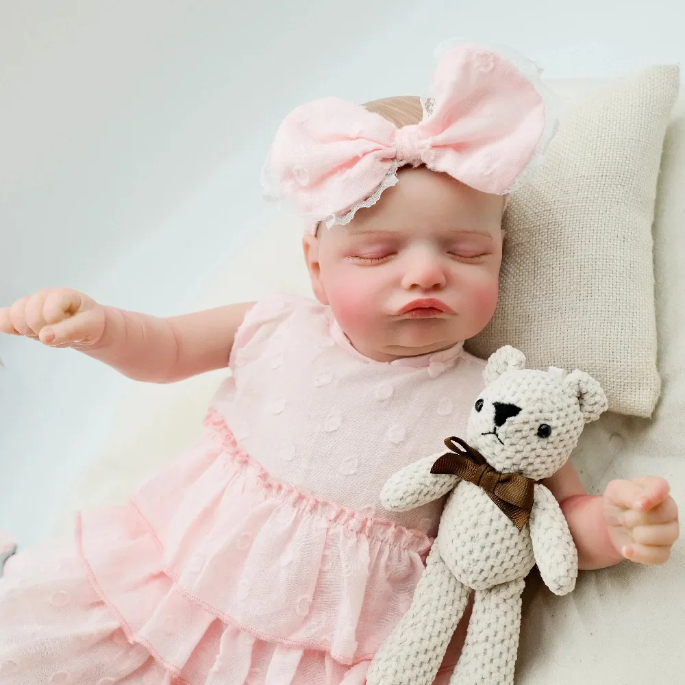 45CM Rosalie Already Painted Finished Reborn Newborn Baby Doll Genesis Hand Paint 3D skin Tone muñeca reborn bebe Reborn Dolls